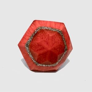 Red and Pink Hexagonal Resin Ring with Silver Glittery Accents